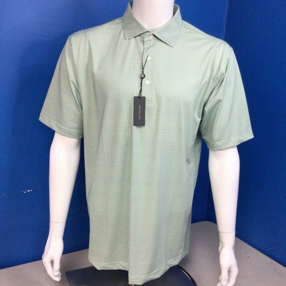 NWT Turtleson Performance Jersey Checkered Jacquard LIME NAVY Size L